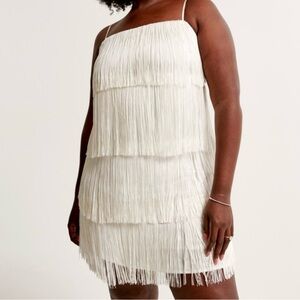 NWT White Abercrombie and Fitch Fringe Mini Dress